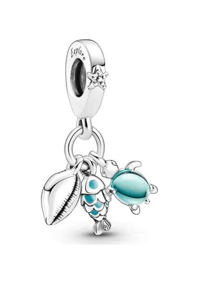 Sallantılı Kaplumbağa İstiridye Charm Gümüş Kaplama
