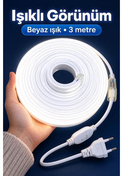 Zenvia Şerit Aydınlatma 3 Metre Beyaz Gövdeli Kablolu Model Znv2026