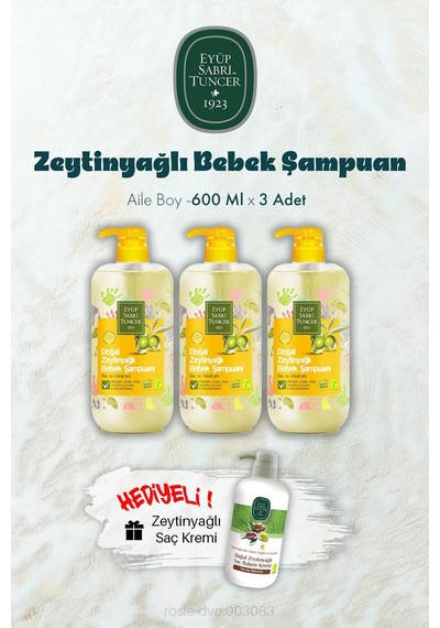 Zeytinyağlı Bebek Şampuan 600 Ml X 3 Ve Saç Kremi Hediyeli