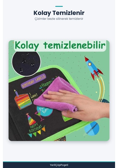 Temizlenebilir Renkli Çizim Defteri Kalem Setli