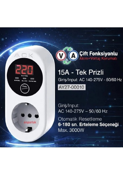 Ack Voltaj Korumalı Priz 16a Ay27-00010 Yok