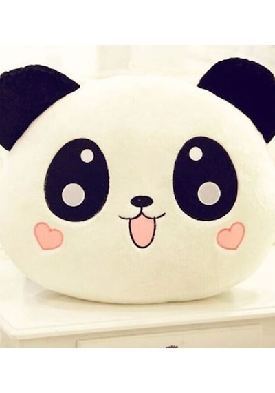 Sevimli Panda Peluş Yastık 35 35cm Beyaz