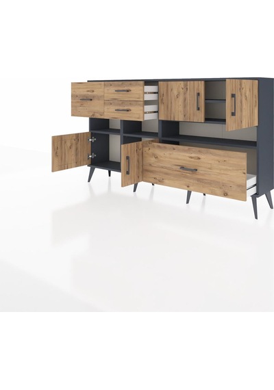 Arges Konsol 5 Raflı 4 Çekmeceli 4 Kapaklı 176x30x99 Antrasit-çam Atlas Çam - Antrasıt Arges Konsol 5 Raflı 4 Çekmeceli 4 Kapaklı 176x30x99 Antrasit-çam Atlas Çam - Antrasıt