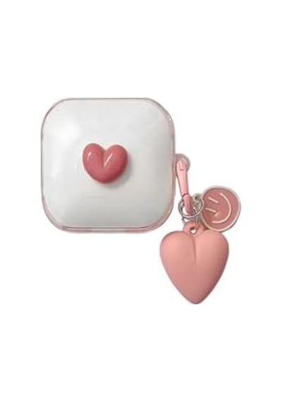 Galaxy Buds 4 Pro Kılıf Transparan Smiley Kalp Pembe
