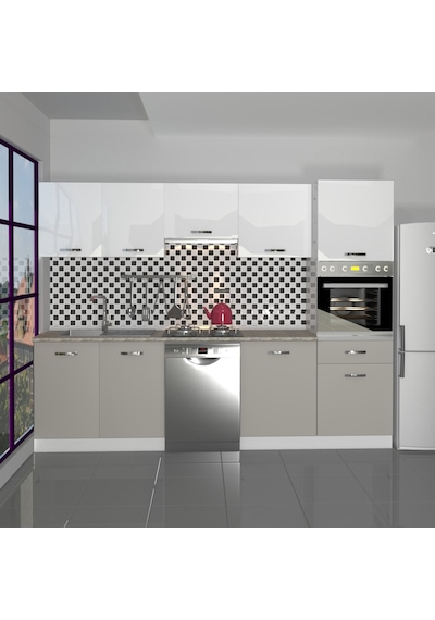 Decoraktiv Elite 280 Ankastre Boy Dolaplı Mdf Hazır Mutfak Dolabı - Tezgah Dahil - Kumtaşı - Beyaz Bej Decoraktiv Elite 280 Ankastre Boy Dolaplı Mdf Hazır Mutfak Dolabı - Tezgah Dahil - Kumtaşı - Beyaz Bej