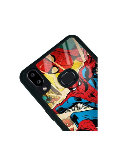 Samsung Uyumlu A10s Spider-man Örümcek Adam Tasarımlı Glossy Telefon Kılıfı Siyah