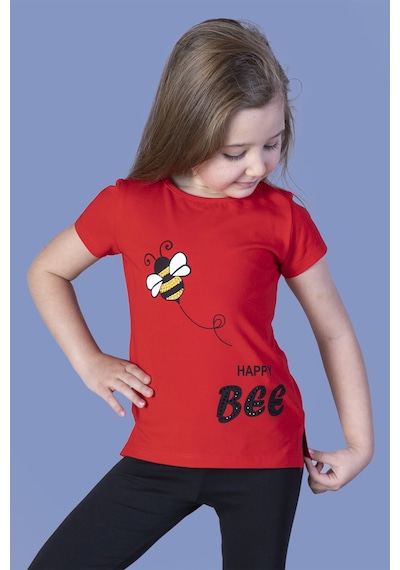 Toontoy Kids Toontoy Kız Çocuk Arı Baskılı Tişört Kırmızı