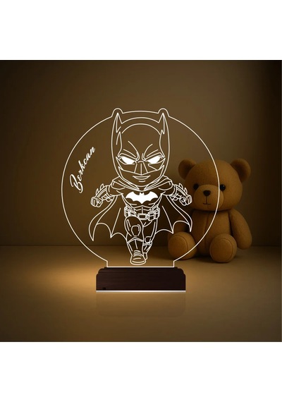 Luvivia Çocuk Odası Batman Çizgi Film Kişiye Özel 3d Lamba - Masa Gece Lambası Şeffaf