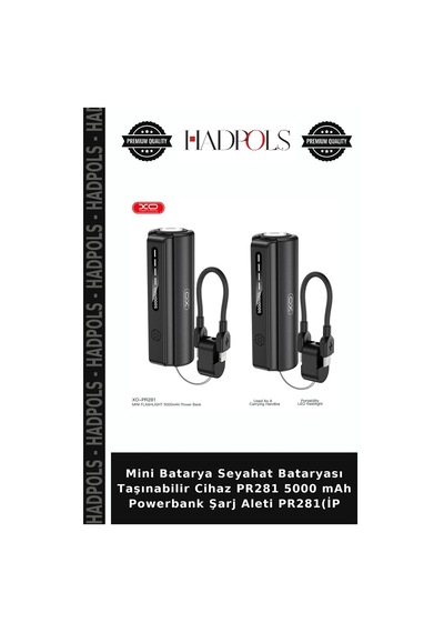 Mini Batarya Seyahat Bataryası Taşınabilir Cihaz Pr281 5000 Mah Powerbank Şarj Aleti Pr281 İp Metalik Gri