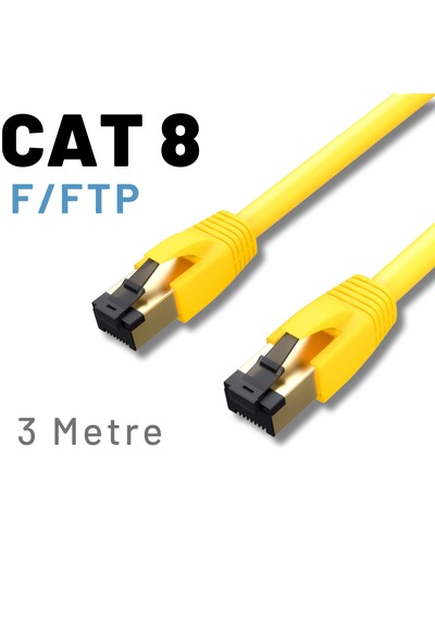 Irenıs 3 Metre Cat8 Kablo F/ftp Lszh Ethernet Kablosu, Sarı