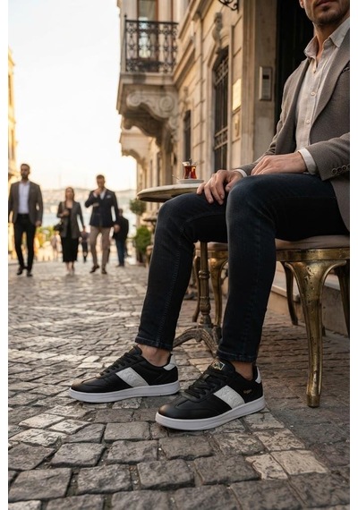 Kappa Kp-1077m Rahat Kauçuk Taban Sneaker Erkek Ayakkabı SİYAH-BEYAZ
