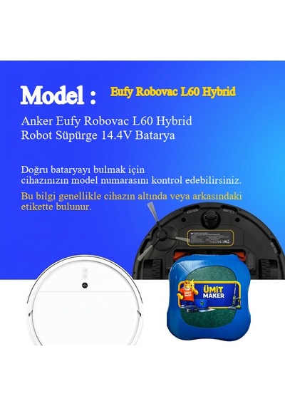 Anker Eufy Robovac L60 Hybrid Robot Süpürge 3500 Mah 14.4v Batarya