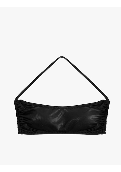 Koton Varak Baskılı Parlak Büzgülü Straplez Bikini Üstü Siyah 6sak10152mm