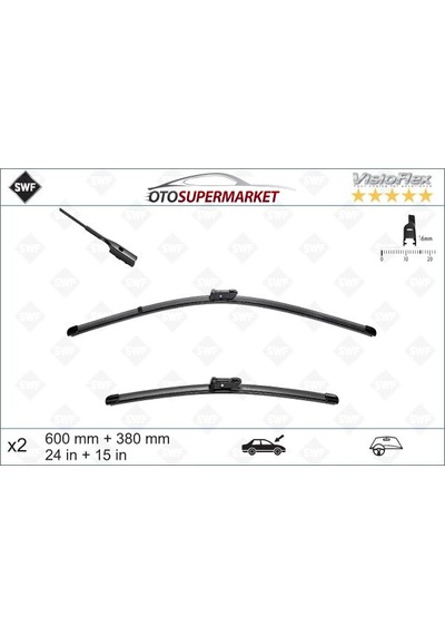 Vw Polo 5 6R/6C Ön Silecek Seti Muz Tipi 2010-2017 Swf