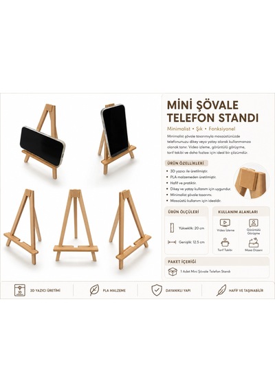 Mini Şövale Telefon Standı 3d Baskı Masaüstü Telefon Tutucu