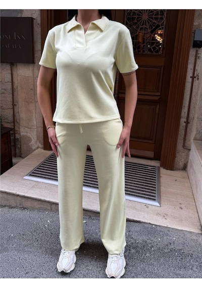 WeShaya Sarı Polyester Elastan Polo Yaka Takım Sarı
