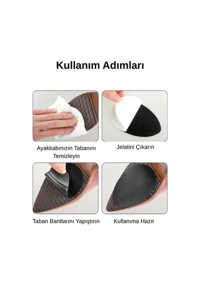 Siolanzi Ayakkabı Altı Yapışkanlı Kaydırmaz Ped 2 Adet Siyah