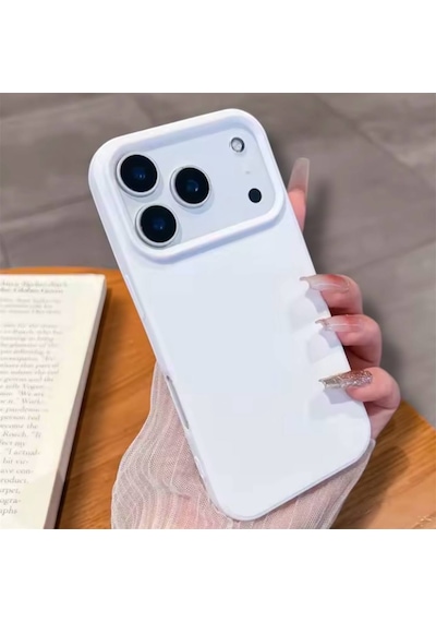 Apple Uyumlu iPhone 17 Pro Kılıf Kamera Çıkıntılı Yumuşak Silikon İçi Kadife Lansman Kapak . Beyaz