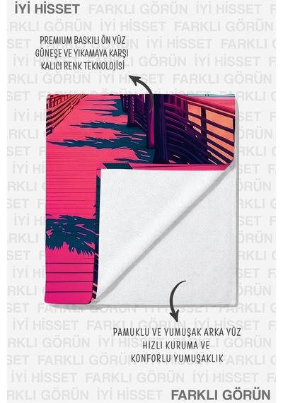 Tropikal Palmiye İskele Plaj Havlusu - Retro Neon Yaz Konseptli Hızlı Kuruyan Mikrofiber Havlu Örtü Gölgeli Bahçe Tropikal Palmiye İskele Plaj Havlusu - Retro Neon Yaz Konseptli Hızlı Kuruyan Mikrofiber Havlu Örtü Gölgeli Bahçe