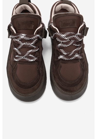 Luvishoes Raven Kahverengi Süet Hakiki Deri Kadın Platform Sneaker Kahverengi
