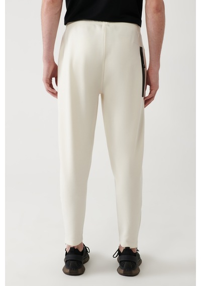 Avva Erkek Ekru Soft Touch Fermuar Paçalı Regular Fit Jogger Eşofman Altı A41y3401 Ekru