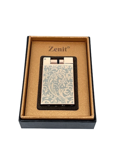 Zenit Rose Gold & Gri Floral Desenli Pürmüz Alevli Özel Seri Çakmak Rose