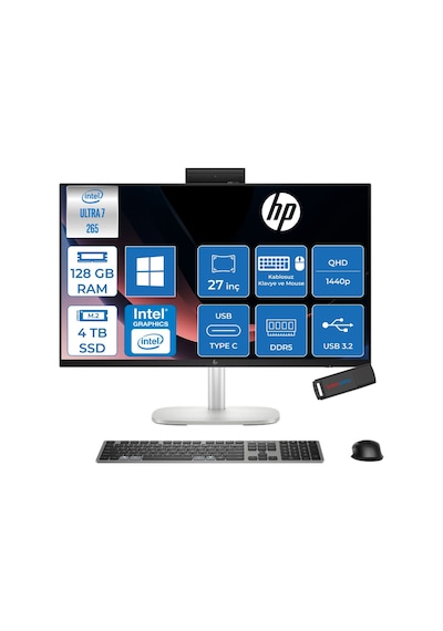 HP EliteStudio 8 G1i D36C1ETP40 Ultra 7 265 128 GB 4 TB SSD 27" W11P AIO Masaüstü Bilgisayar