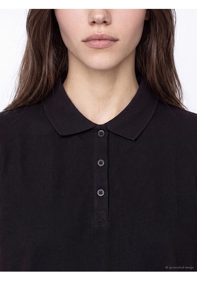 Lcw Comfort Siyah Polo Yaka Kadın Pike Tişört