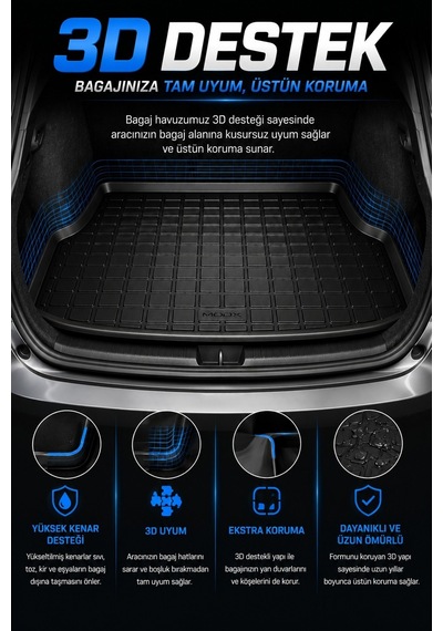 Renault Fluence 2012 Model Araca Özel Bagaj Havuzu Premium A+