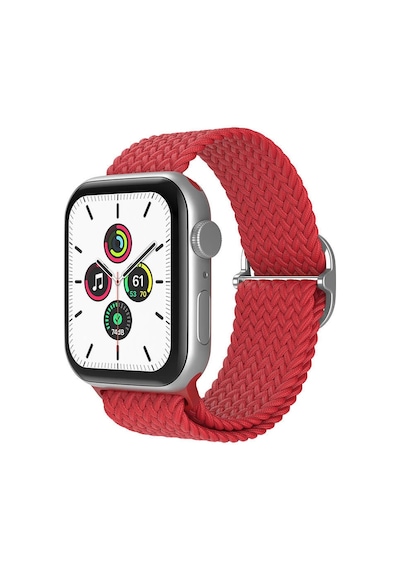 Wozlo Apple Uyumlu  Watch 1 2 3 4 5 6 7 8 Se Ultra Solo Loop Esnek Örgü Tokalı Kordon 42/44/45/49mm- Kırmızı