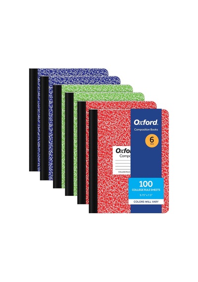 Oxford Kompozisyon Defterleri, 6'lı Paket, Kolej Çizgili Kağıt, 9-3/4 X 7-1/2 İnç, 100 Yaprak, Çeşitli Pastel Kılıflar 63760 Çok Renkli Oxford Kompozisyon Defterleri, 6'lı Paket, Kolej Çizgili Kağıt, 9-3/4 X 7-1/2 İnç, 100 Yaprak, Çeşitli Pastel Kılıflar 63760 Çok Renkli