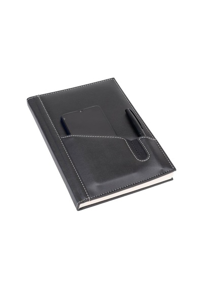 2K 2027 Yeni Yıl Günlük Çizgili Ajanda Deri Telefon Kılıflı Kapak 17x24 CM - Siyah