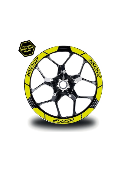 Neon Sarı Cf Moto 250 Sr Geniş Jant Sticker Etiket Modeli