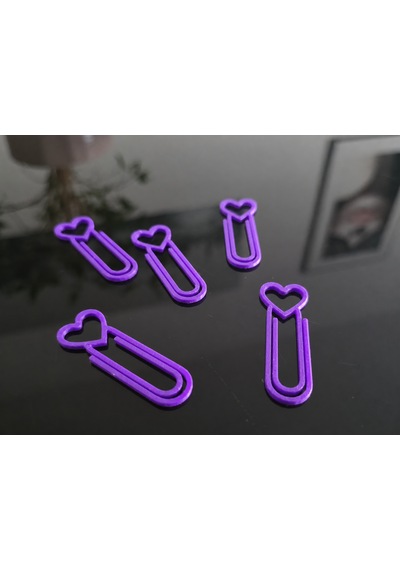 3d Baskı Kalp Figürlü Ataç - 10lu Set - Mor renkli