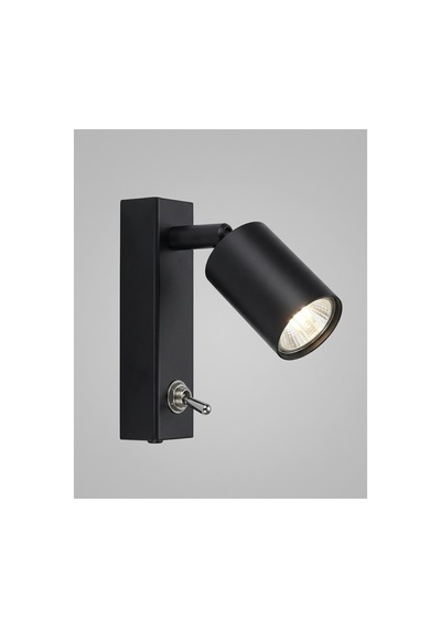 Gu10 Duvar Aplik Led Spot Aç Kapa Düğmeli Yatak Başı Okuma Lamba Siyah Os Ram Tasarruflu Ampül Siyah