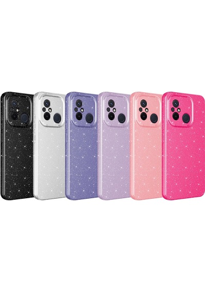 Lexroo Xiaomi Redmi 12c Kılıf Kamera Korumalı Simli Lüks Koton Kılıf - Lila