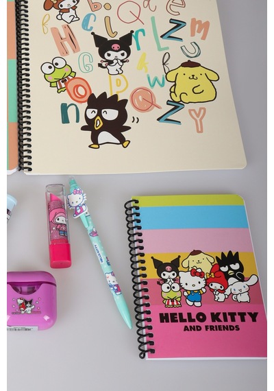 Dekomus İle Lisanslı Hello Kıtty And Best Frıends Kuromı,cınnamorol,my Melody Kırtasiye Seti 9 Parça Altın