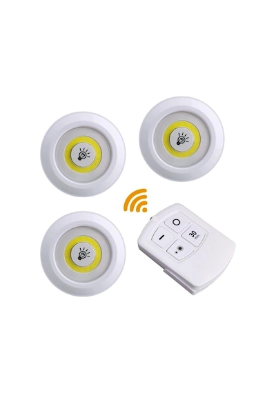 Uzaktan Kumandalı Yapışkanlı 3 Lü Led Spot Lamba Bx40 Renkli