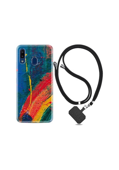 Samsung Uyumlu Galaxy A20 Kılıf Ipli Askılı Ressam Sulu Boya 1600