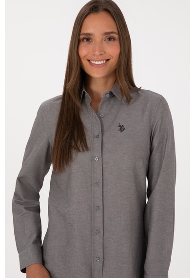 U.S. Polo Assn. Kadın Gri Uzun Kollu Basic Gömlek 50316711-VR024