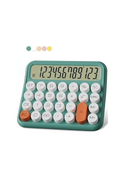 Renkli Dijital Hesap Makinesi, 15.5 Cm X 13.5 Cm, Lcd Ekranlı, Ev Ve Ofis İçin 124-Pembe