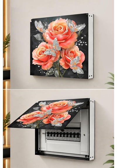 Tr Dekoratif Sigorta Kutusu Kapağı 39x32 Cm Açılır Kapaklı Elektrik Panosu Gizleme Paneli Ss024