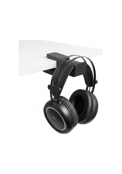 Premium Siyah Asılabilir Masa Kenarı Kulaklık Standı, Ergonomik Ve Sağlam