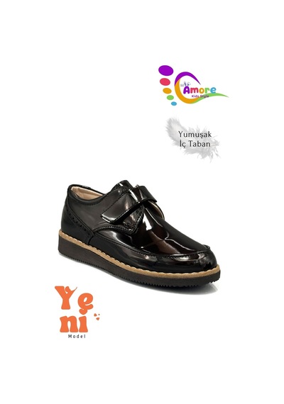 Sermoda Lil Amore Cırt Cırtlı Erkek Çocuk Ayakkabısı Okul & Sünnet Düğünü İçin Klasik Model Rugan Siyah Sermoda Lil Amore Cırt Cırtlı Erkek Çocuk Ayakkabısı Okul & Sünnet Düğünü İçin Klasik Model Rugan Siyah