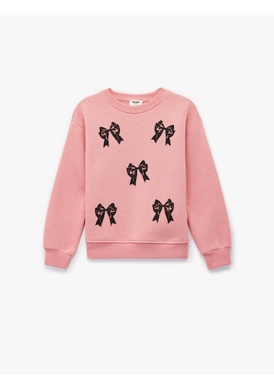 Koton Fiyonklu Pembe Kız Çocuk Sweatshirt 7wkg10081ak