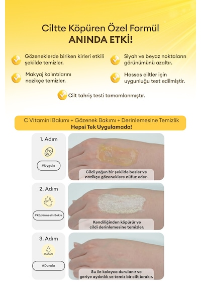 Ciltte Köpüren Jel Temizleyici & Maske Vita C Plus All İn One Pack Foam Cleanser 200 Ml