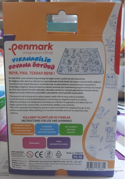 Boyama Örtüsü Boyama Halısı Yıkanabilir 100 X 150 Cm Penmark 12 Li Jumbo Keçeli Kalem Hediyeli
