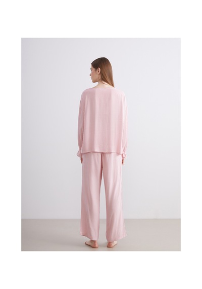 Lcw Young Pembe V Yaka Çizgili Kadın Pijama Takımı