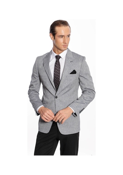Wessi Sivri Yaka Slim Fit Füme Erkek Ceket Füme