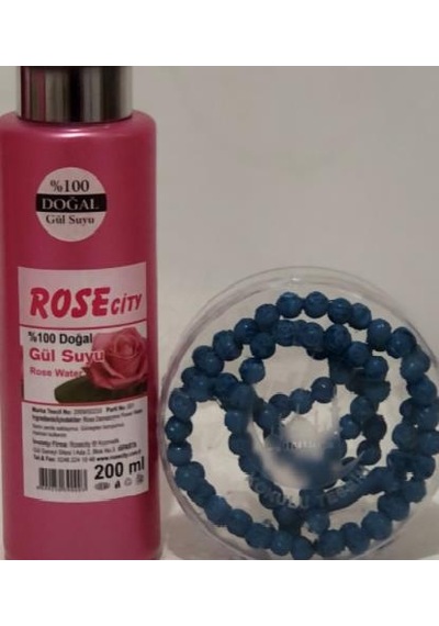 Rose City Doğal Gül Suyu 200 ML + Gül Kokulu Tesbih Lacivert